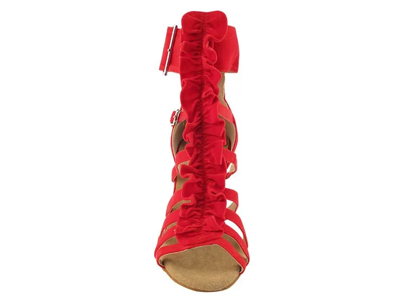 Sera Red Velvet Ruffles Dance Shoe