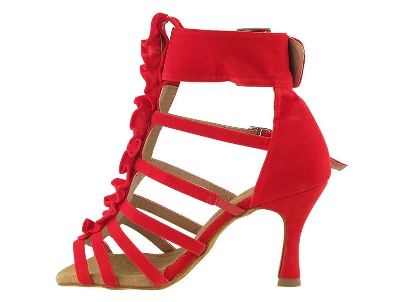 Sera Red Velvet Ruffles Dance Shoe