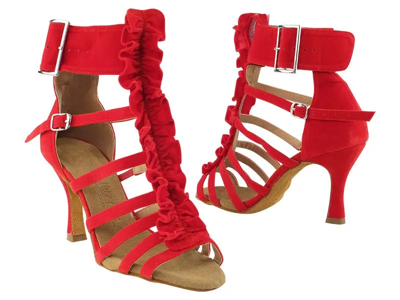 Sera Red Velvet Ruffles Dance Shoe