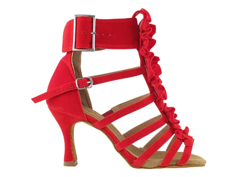 Sera Red Velvet Ruffles Dance Shoe