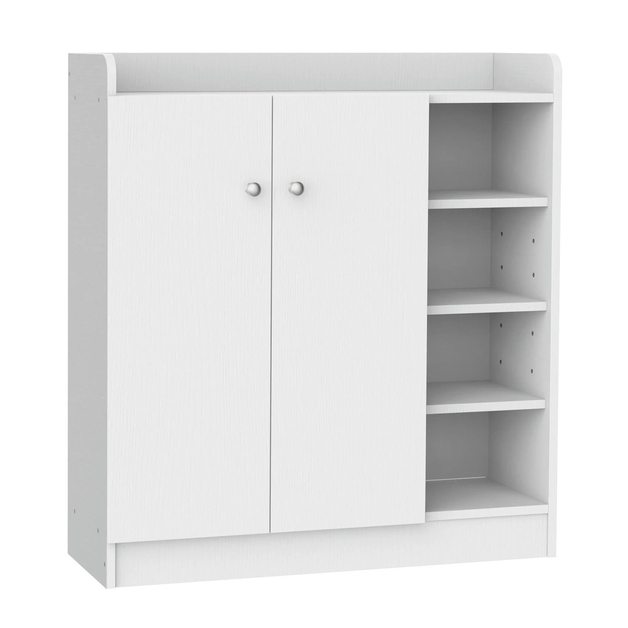 Shoe Storage Cabinet Home Hallway Furniture 2 Doors w/Adjustable 4 Shelves Cupboard Footwear Rack Stand Organiser White