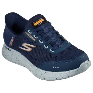 Skechers 216330 Go Walk Flex Waterproof Hands Free Mens Navy Textile Waterproof Slip On Trainers