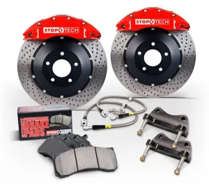 StopTech 06-10 BMW M5 E60 Rear BBK w/Trophy ST-41 Calipers Drilled 380x32 Rotor Pads and SS Lines