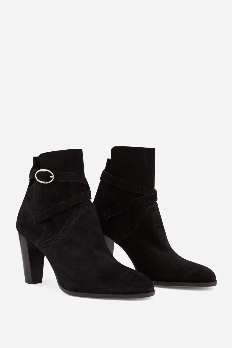 Suede black ankle boots