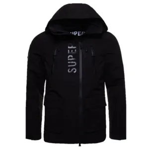 Superdry Black Jacket Mens Waterproof Black Ultimate Hoodie Jacket