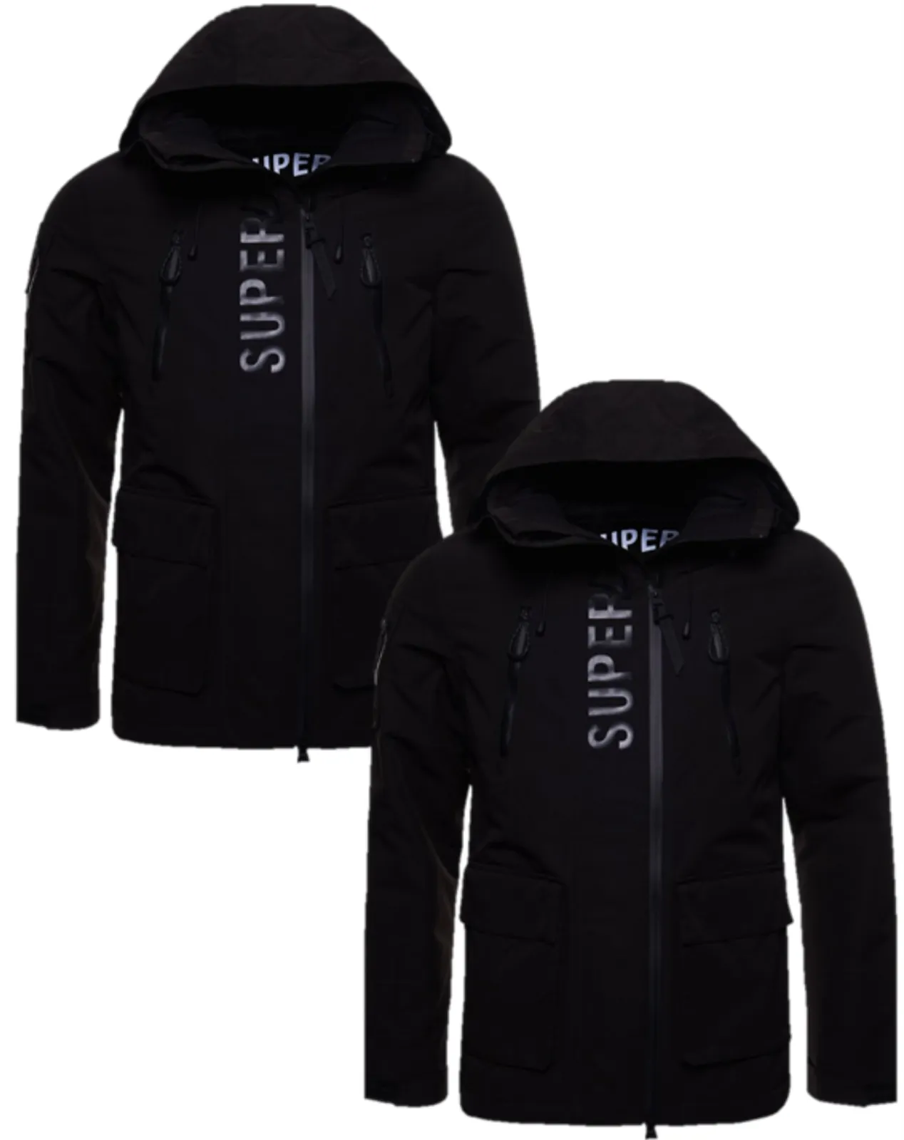 Superdry Black Jacket Mens Waterproof Black Ultimate Hoodie Jacket