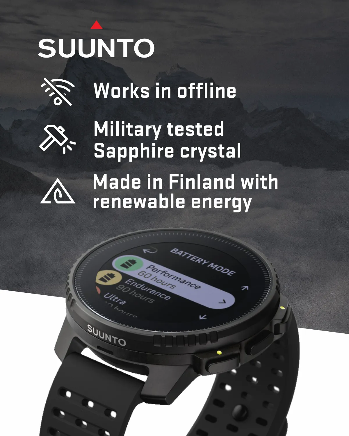 SUUNTO Vertical Adventure GPS Watch, Large Screen, Offline Maps, Solar Charging with Wearable4U Power Bank SQ Bundle