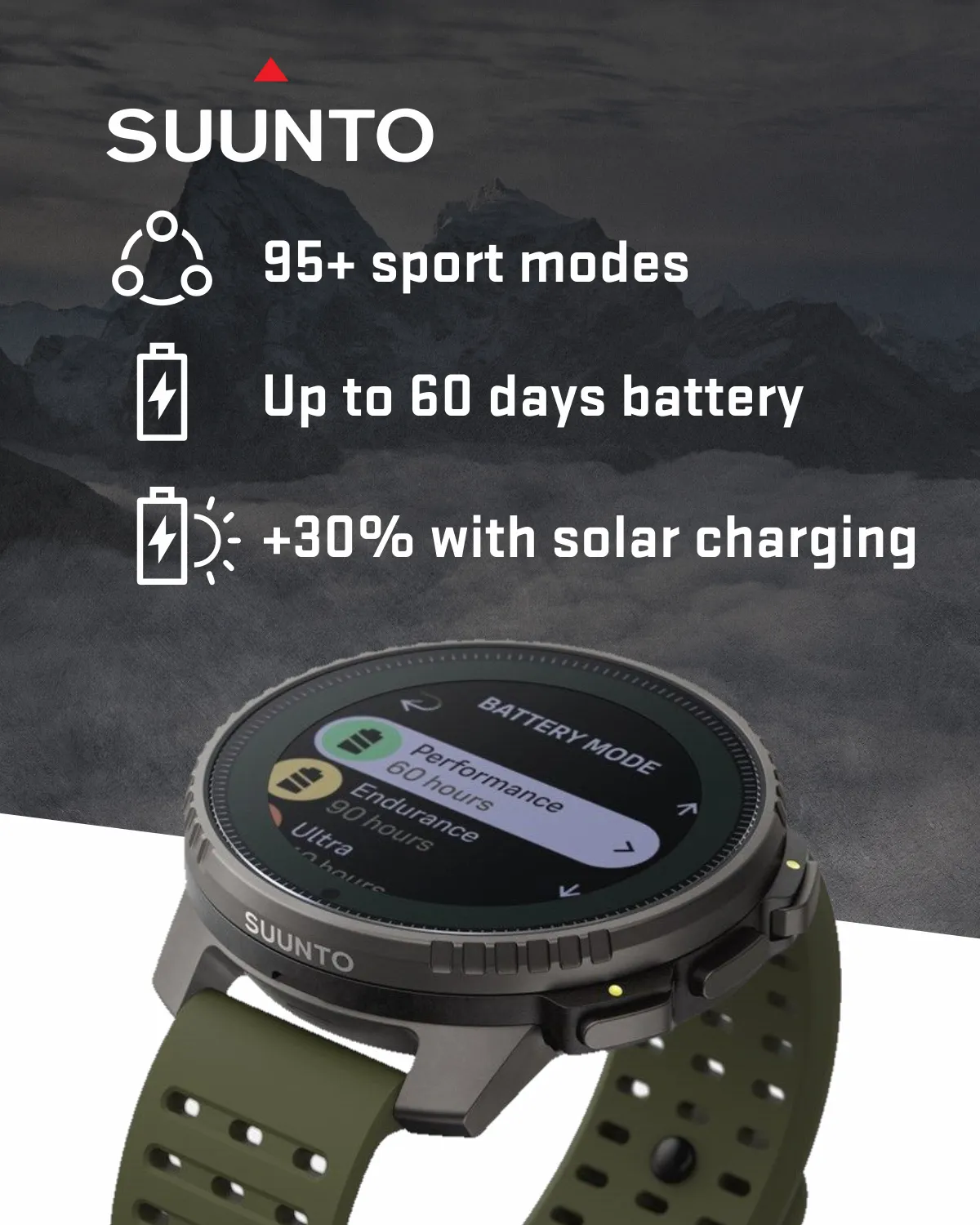 SUUNTO Vertical Adventure GPS Watch, Large Screen, Offline Maps, Solar Charging with Wearable4U Power Bank SQ Bundle