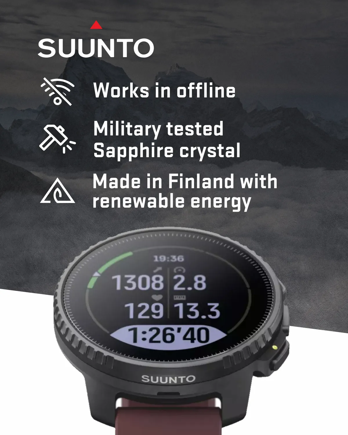 SUUNTO Vertical Adventure GPS Watch, Large Screen, Offline Maps, Solar Charging with Wearable4U Power Bank SQ Bundle