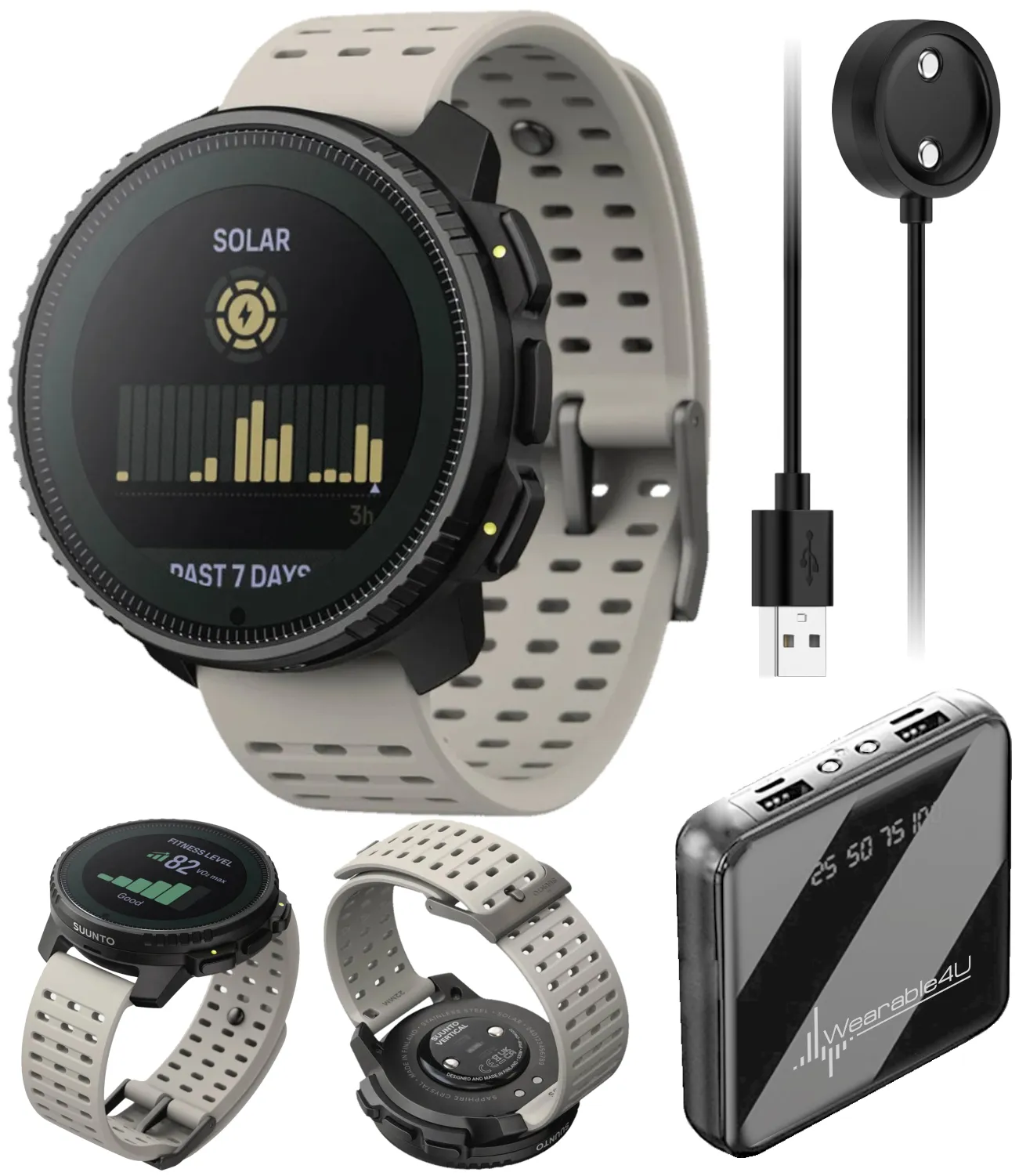 SUUNTO Vertical Adventure GPS Watch, Large Screen, Offline Maps, Solar Charging with Wearable4U Power Bank SQ Bundle