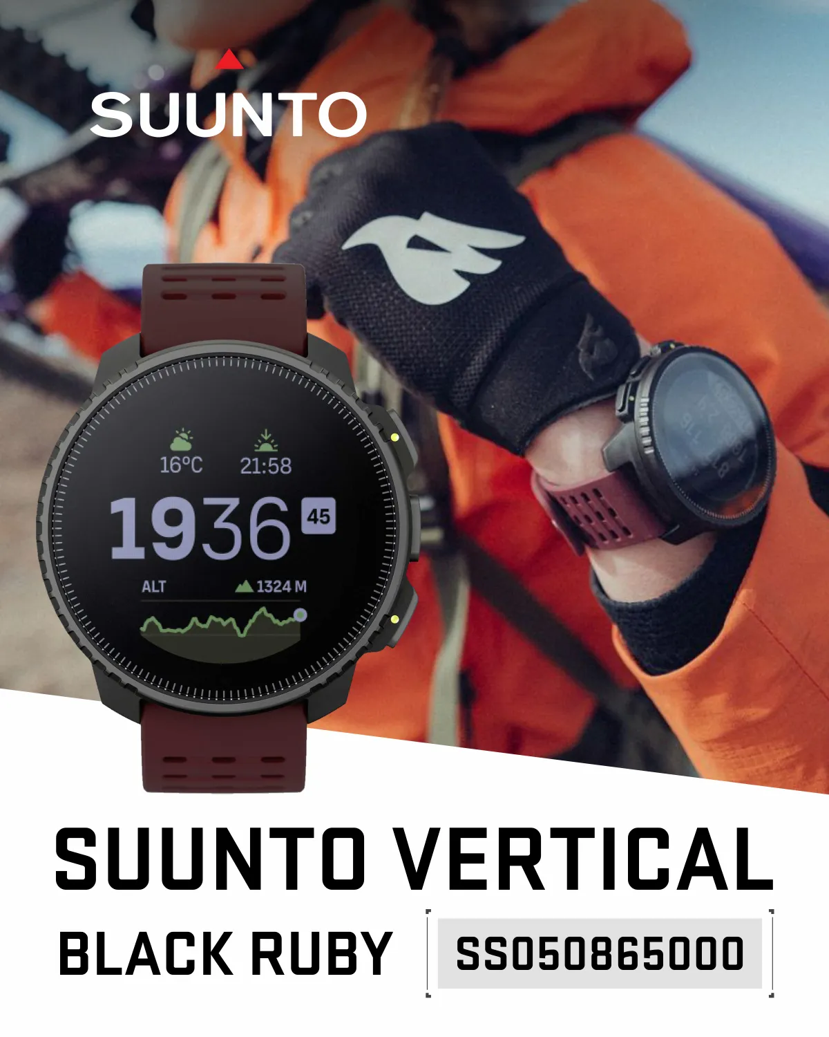 SUUNTO Vertical Adventure GPS Watch, Large Screen, Offline Maps, Solar Charging with Wearable4U Power Bank SQ Bundle