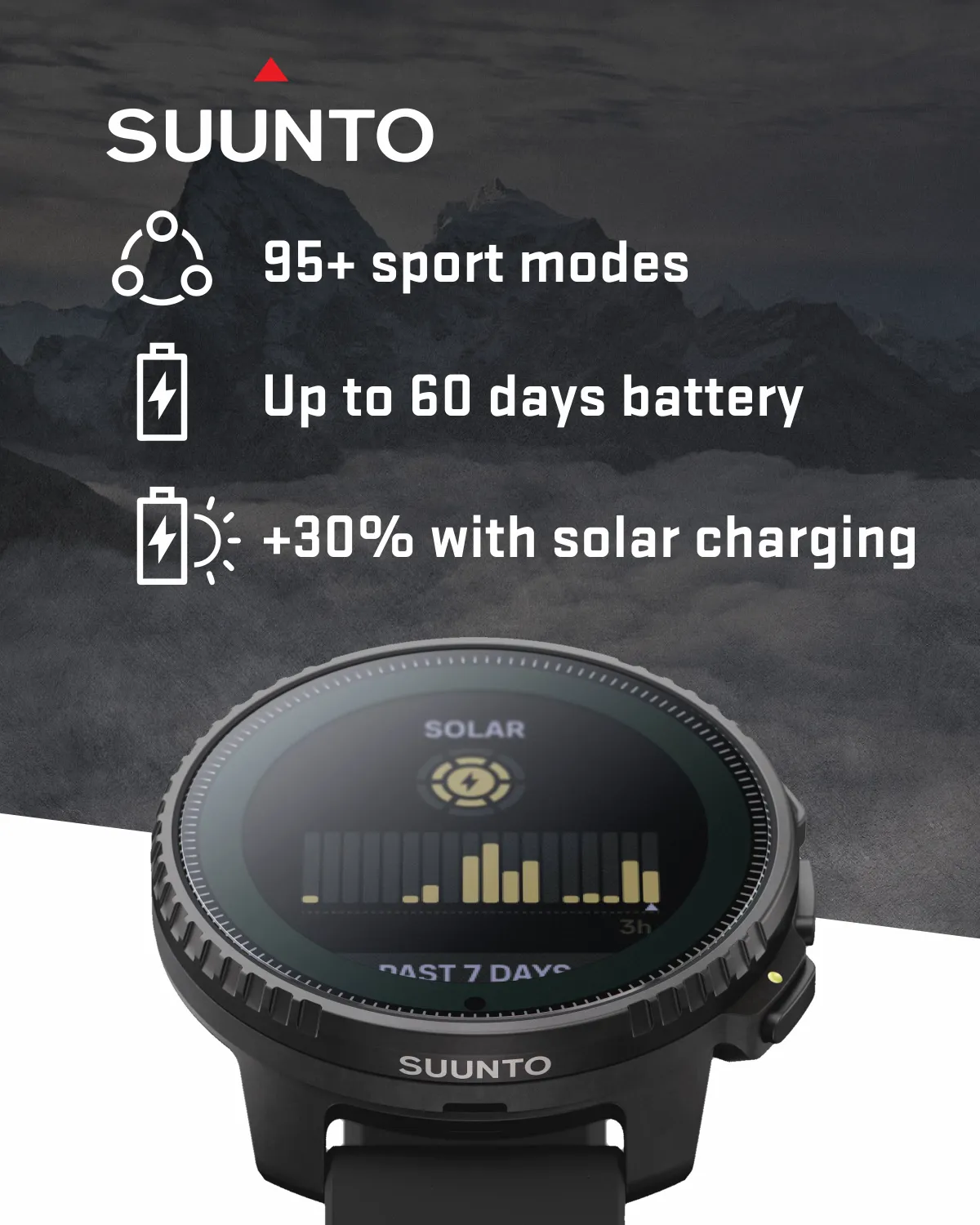 SUUNTO Vertical Adventure GPS Watch, Large Screen, Offline Maps, Solar Charging with Wearable4U Power Bank SQ Bundle