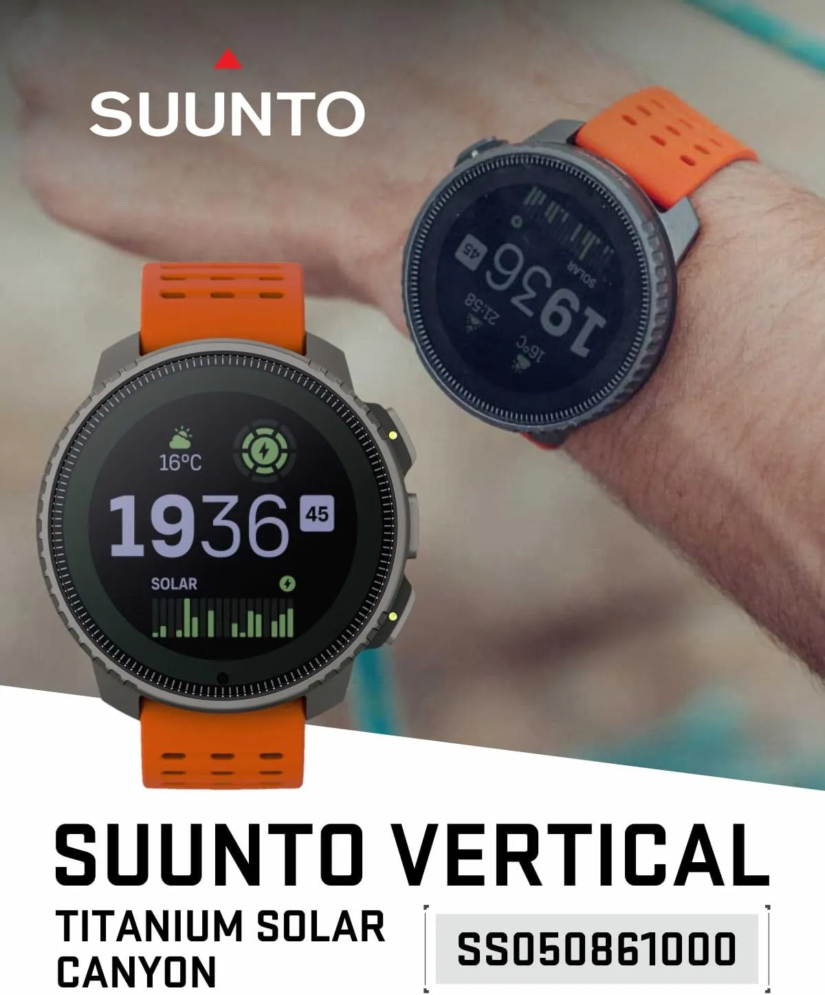 SUUNTO Vertical Adventure GPS Watch, Large Screen, Offline Maps, Solar Charging with Wearable4U Power Bank SQ Bundle