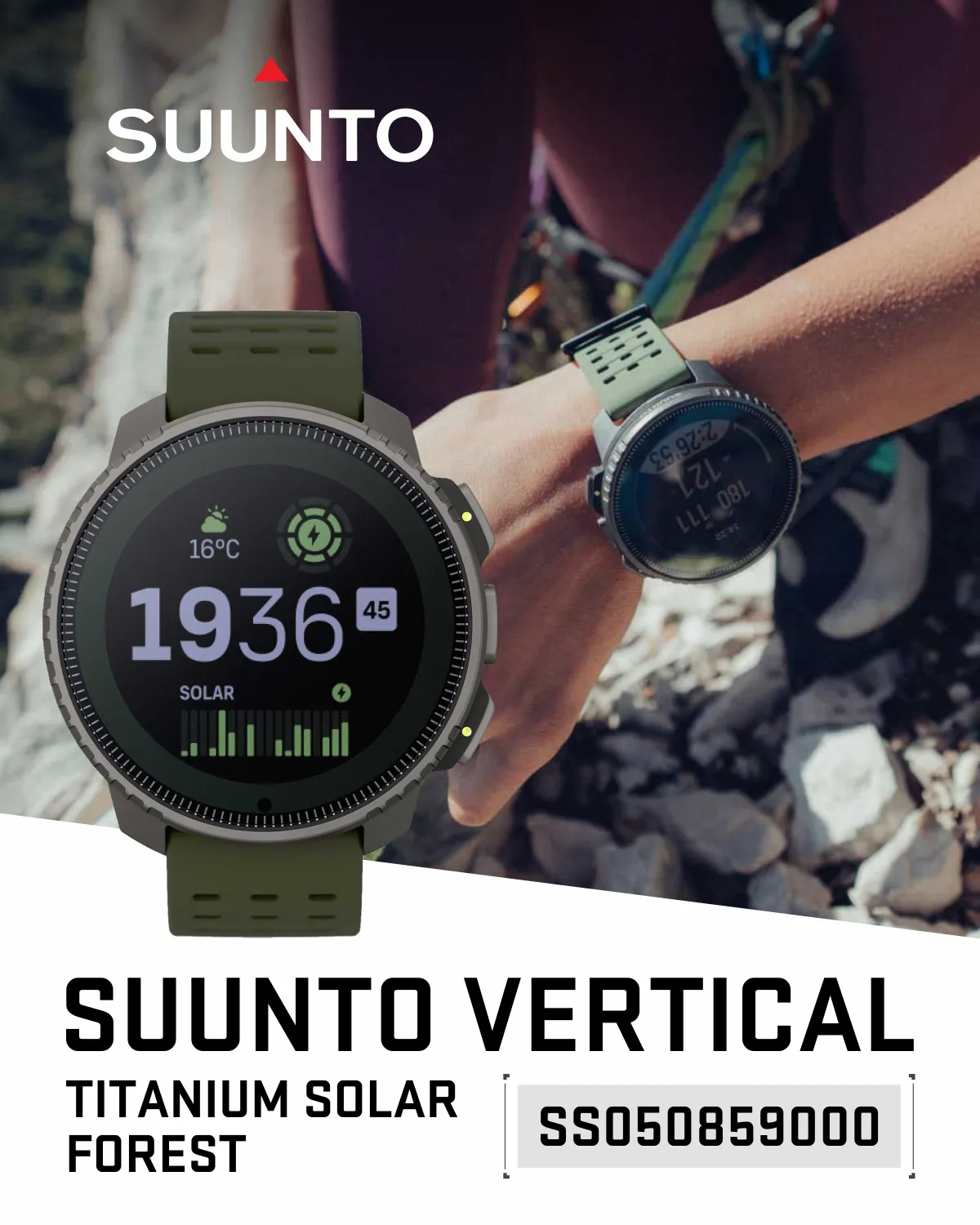 SUUNTO Vertical Adventure GPS Watch, Large Screen, Offline Maps, Solar Charging with Wearable4U Power Bank SQ Bundle