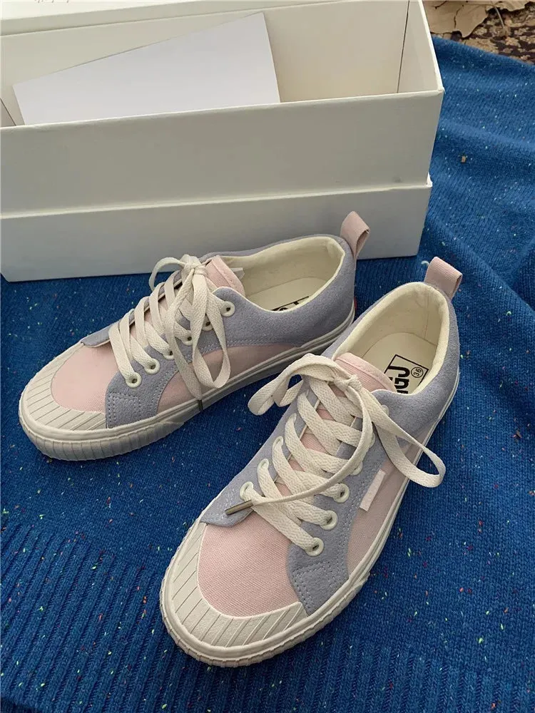 TAVIMART  -  Mixed Color Woman Canvas Shoes Fashion Casual Student Cute Lovely Female Lace Up Flats Korea Japanese Spring New Low Top