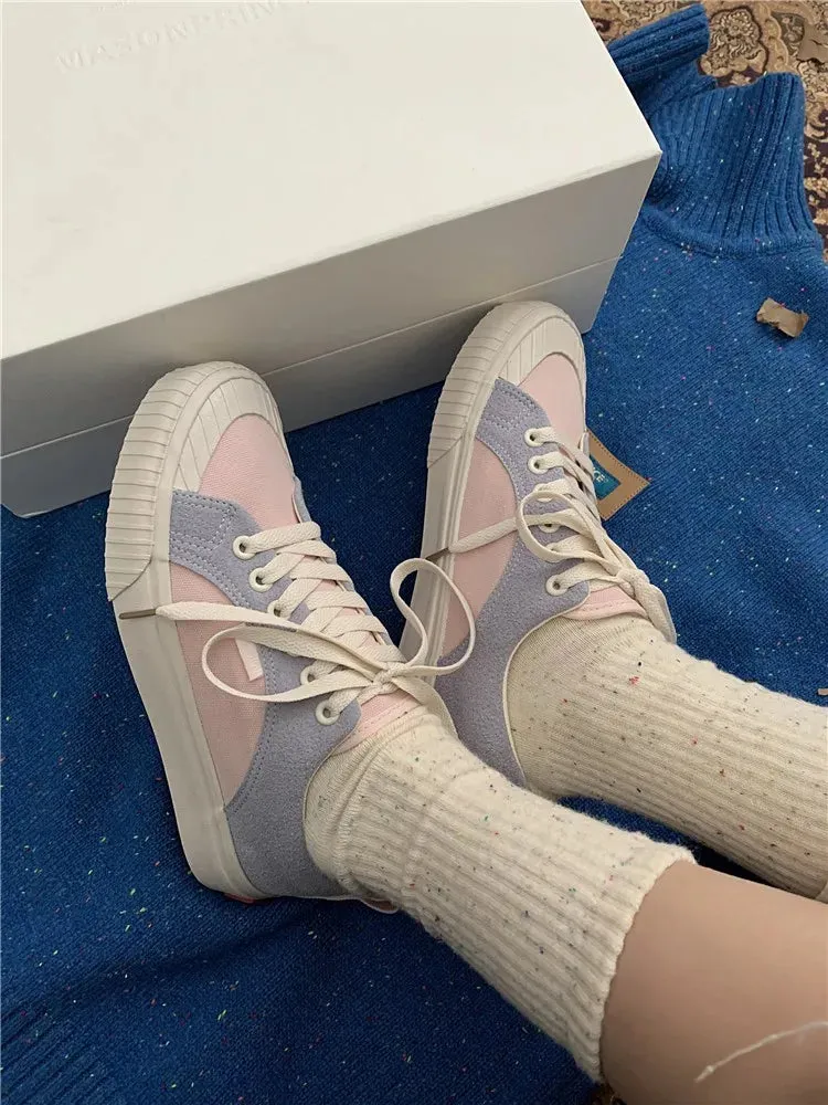 TAVIMART  -  Mixed Color Woman Canvas Shoes Fashion Casual Student Cute Lovely Female Lace Up Flats Korea Japanese Spring New Low Top