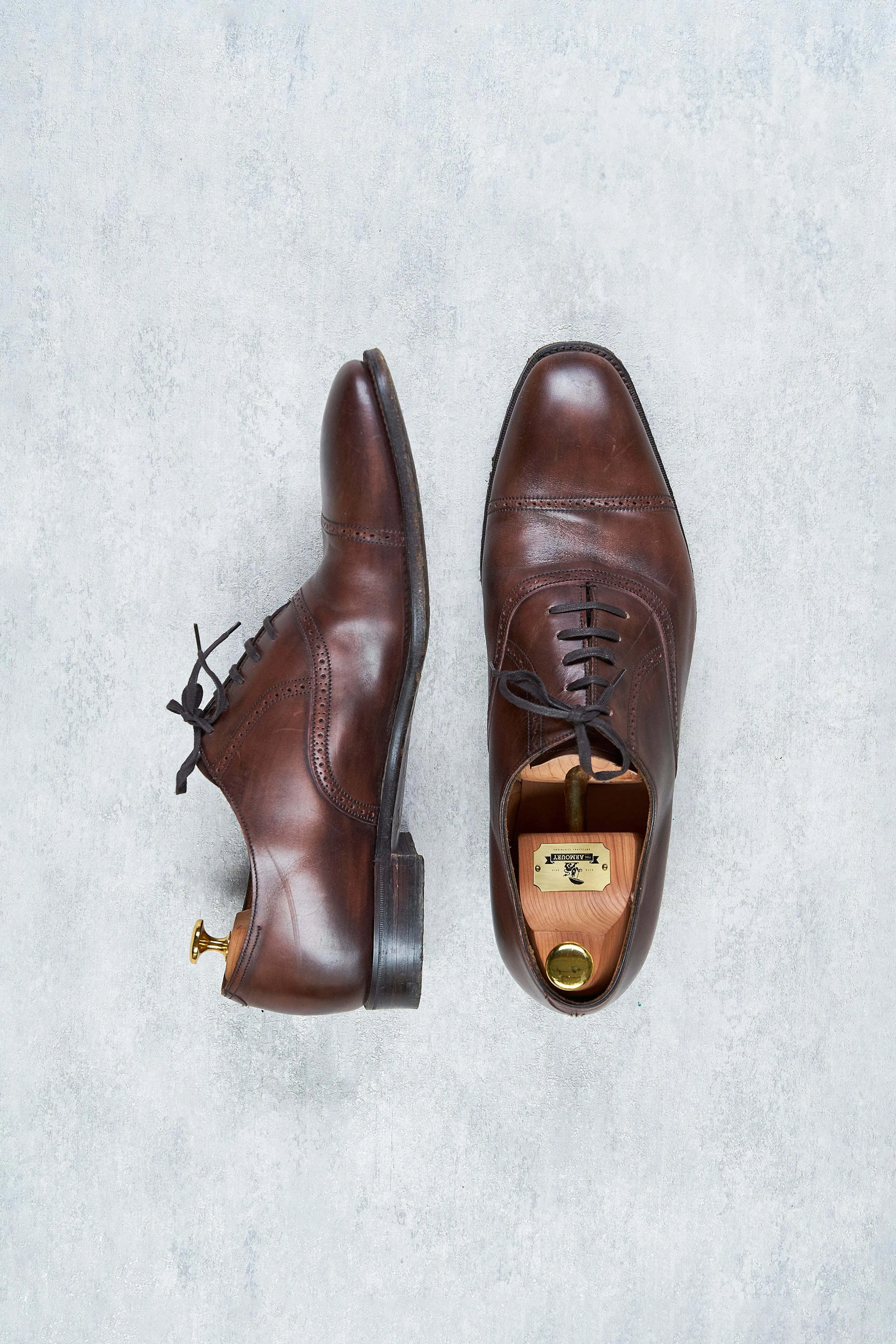 The Armoury Hajime Wyndham Espresso Calf Self-Brogue Oxfords Shoes