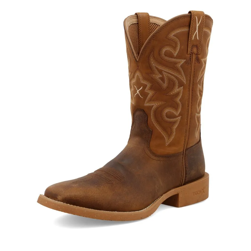 'Twisted X' Men's 11" Tech X™ Western Square Toe - Saddle / Rustic Orange