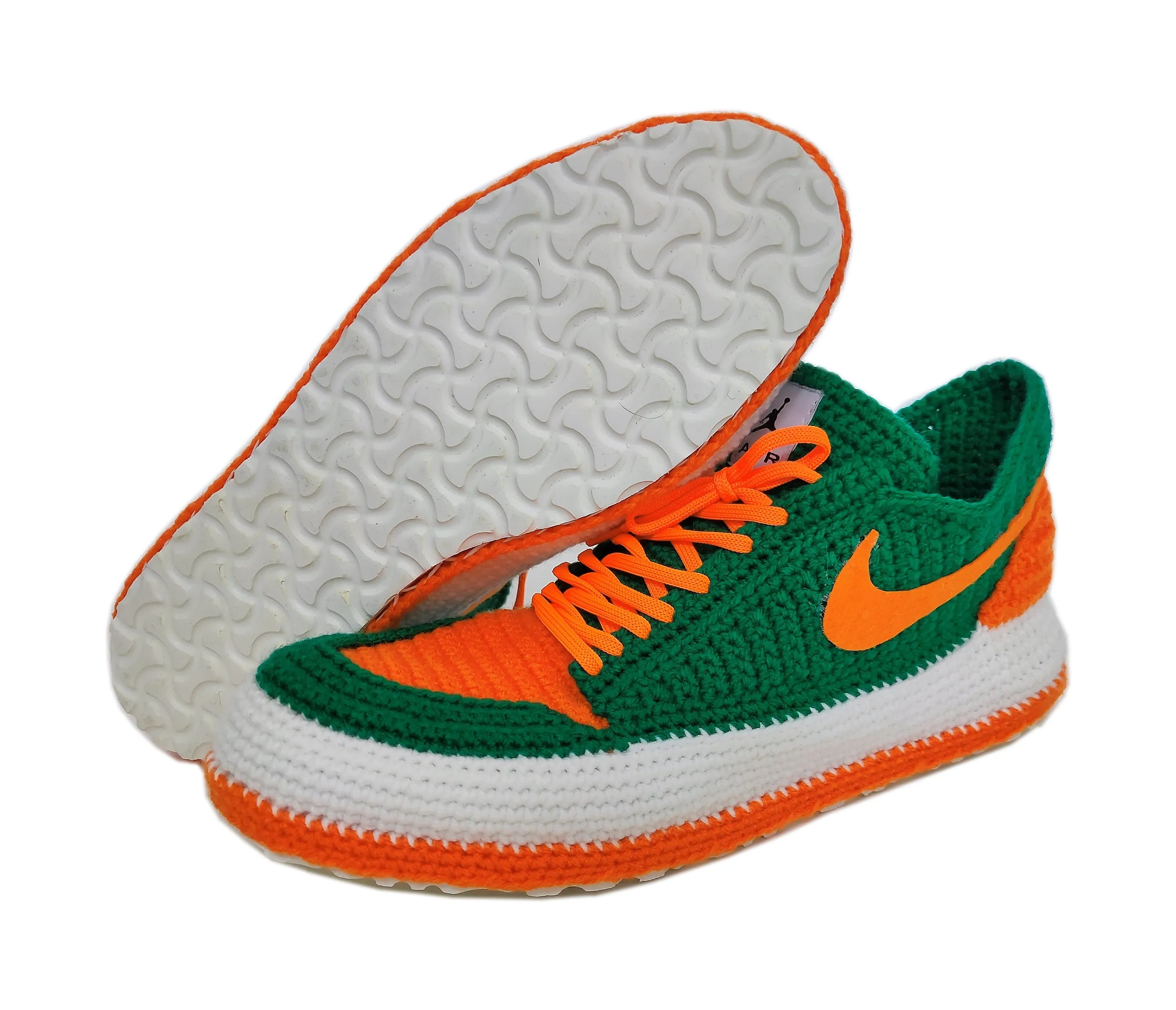 U Miami Hurricanes Jordan Green Orange Sneakers Custom Slippers