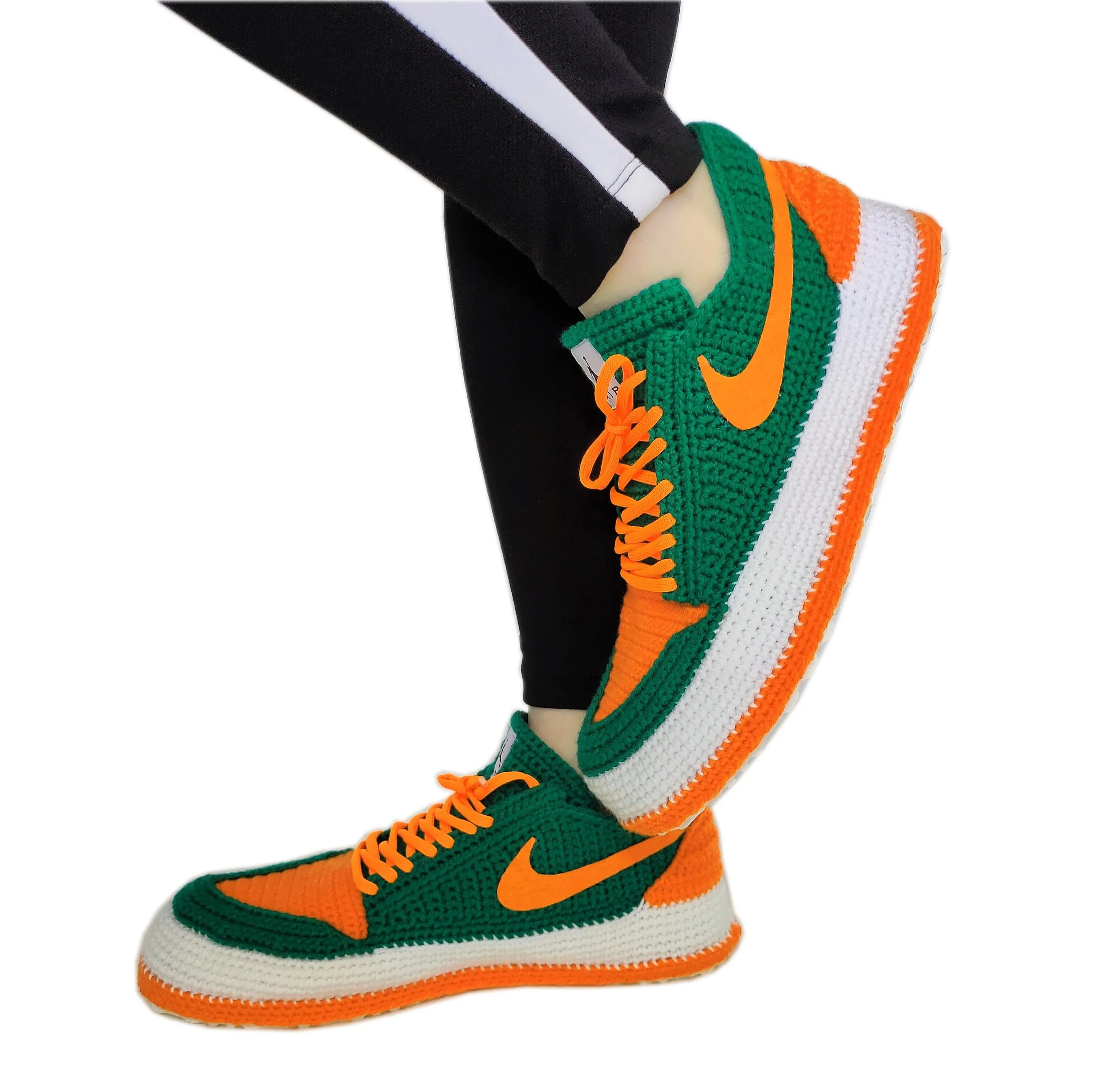 U Miami Hurricanes Jordan Green Orange Sneakers Custom Slippers