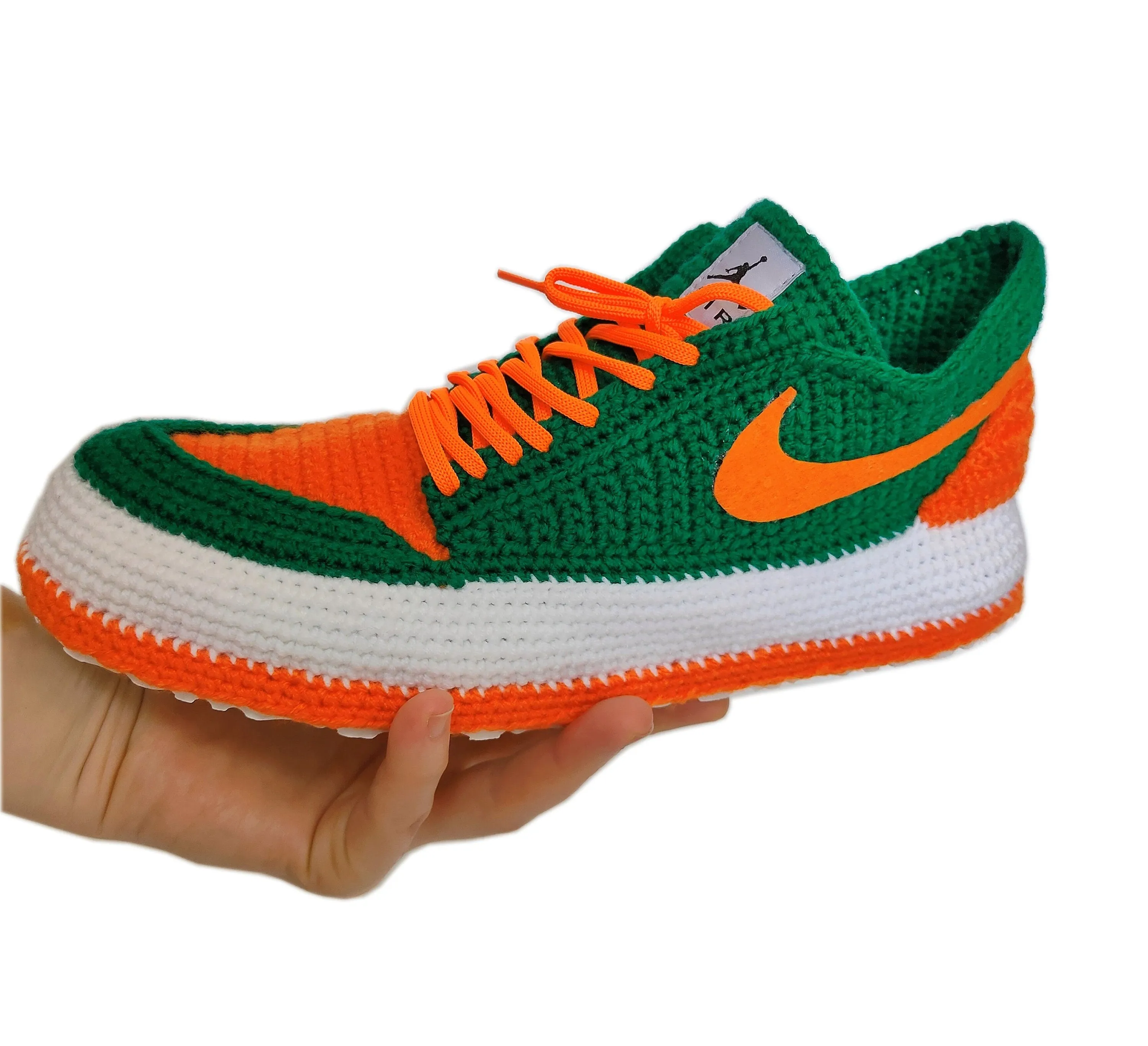 U Miami Hurricanes Jordan Green Orange Sneakers Custom Slippers