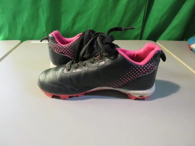 Used Rawlings Division Low Black/Pink Size 13 Kids Baseball/Softball Cleats