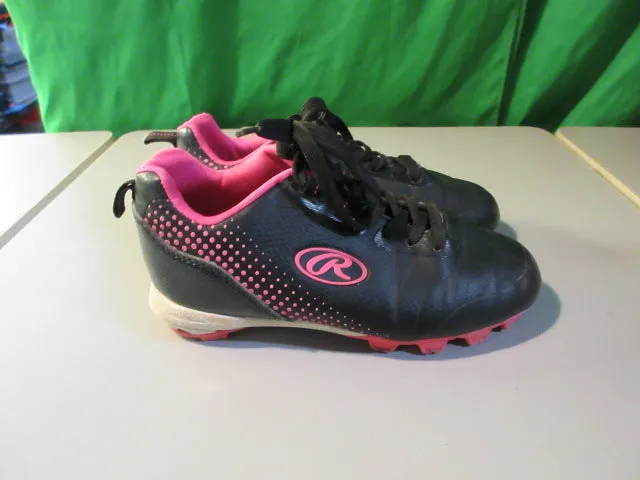 Used Rawlings Division Low Black/Pink Size 13 Kids Baseball/Softball Cleats