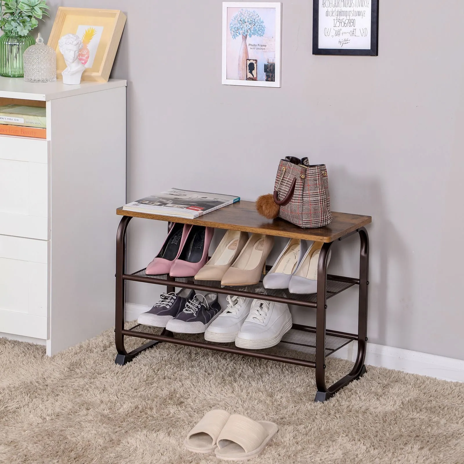 Vintage Shoe Bench Rack