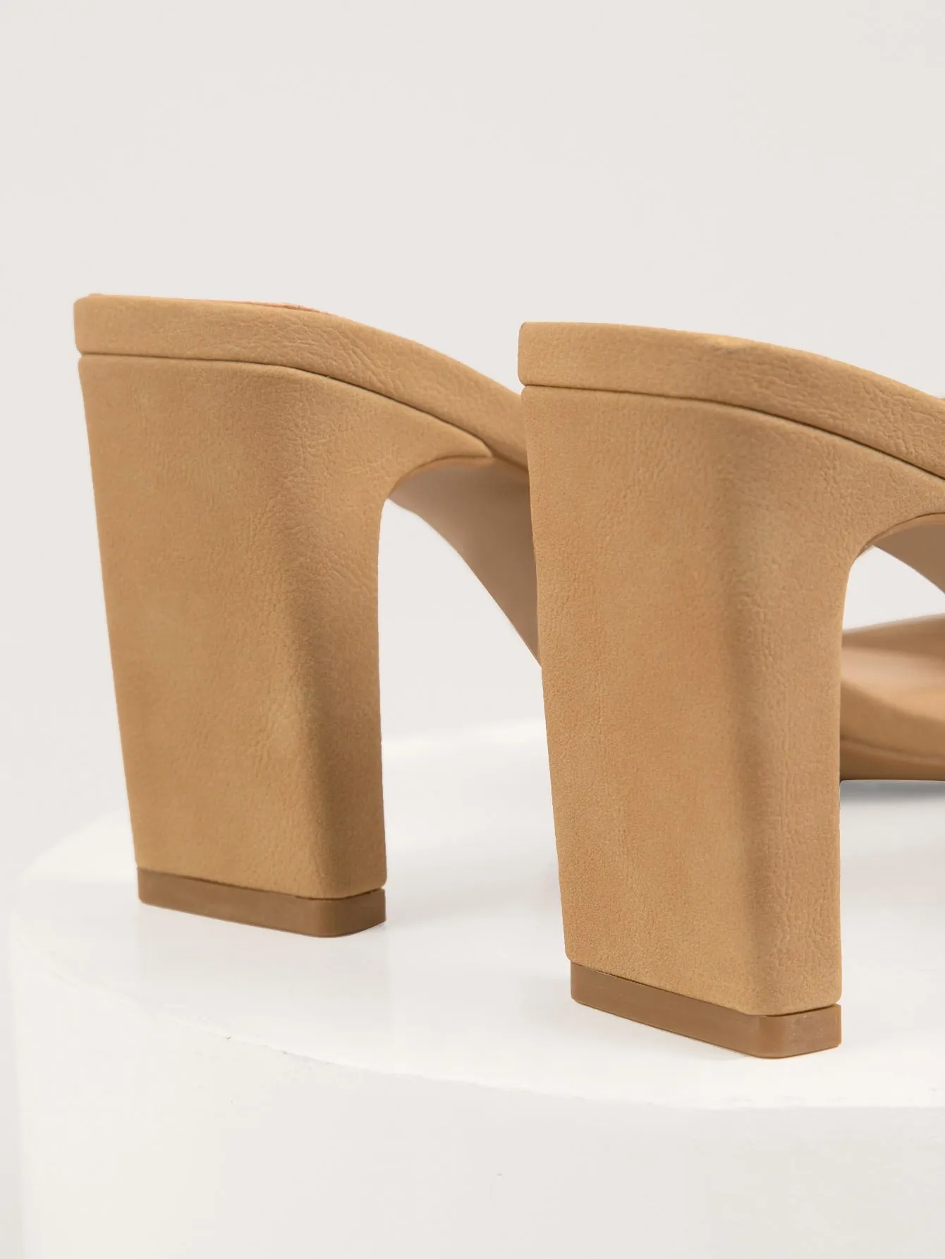 Wide Fit Open Toe Slip On Block Heels