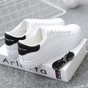 Women Sneakers 2020 Fashion Breathble Vulcanized Shoes Women Pu leather Platform Shoes Women Lace up Casual Shoes White