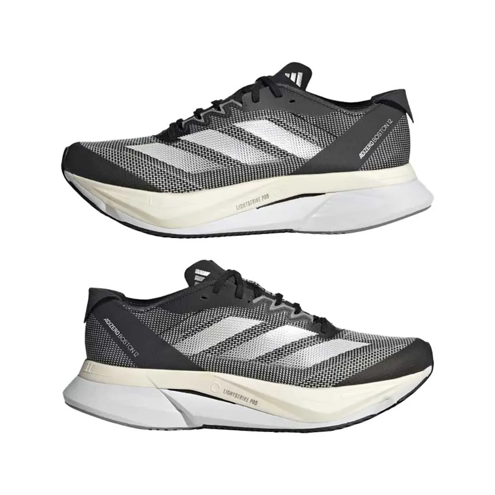 Women's Adizero Boston 12 Running Shoes - Core Black/Cloud White/Carbon - Regular (B)