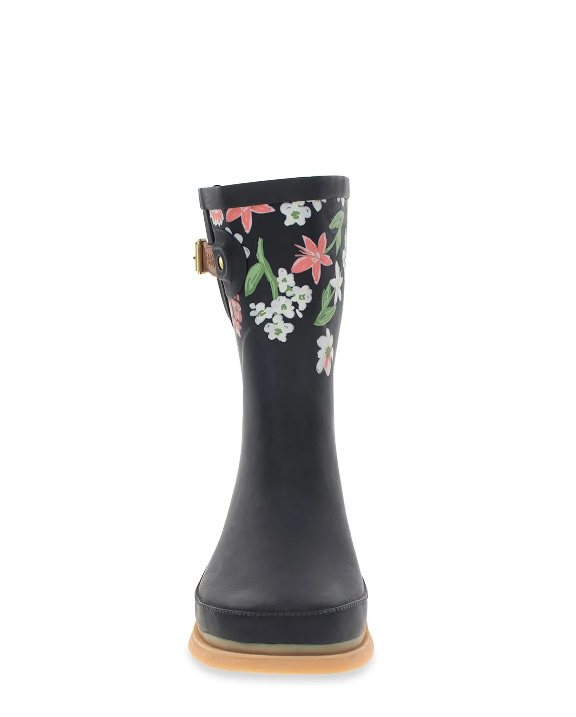 Women's Brushed Petals Mid Rain Boot - Black