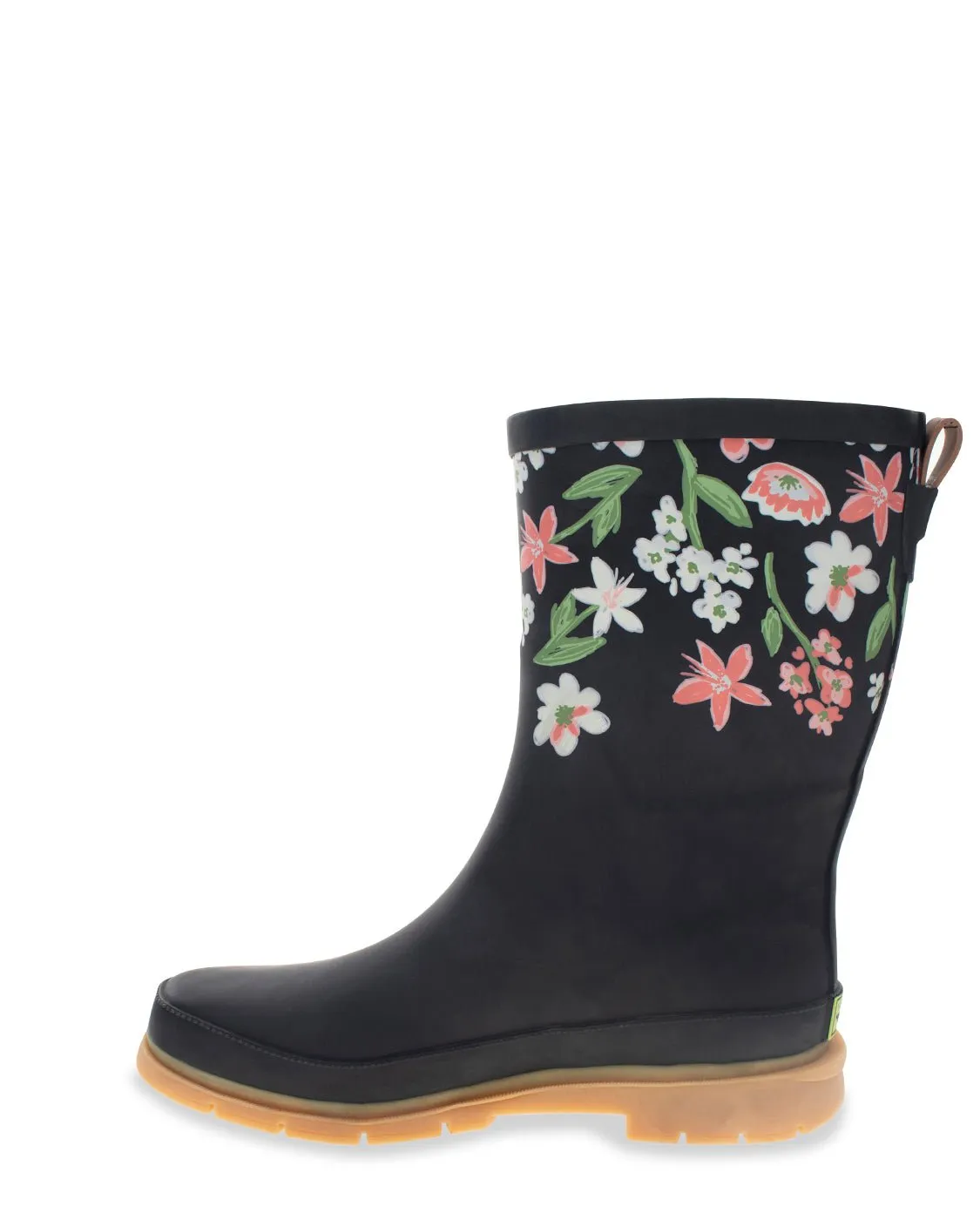 Women's Brushed Petals Mid Rain Boot - Black