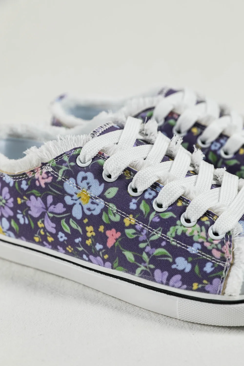 Women's Casual Floral Print Purple Canvas Shoes