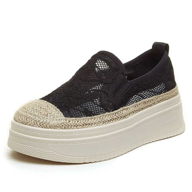 Women's Summer Platform Mesh Surface Lazy Linen Men's Shoes