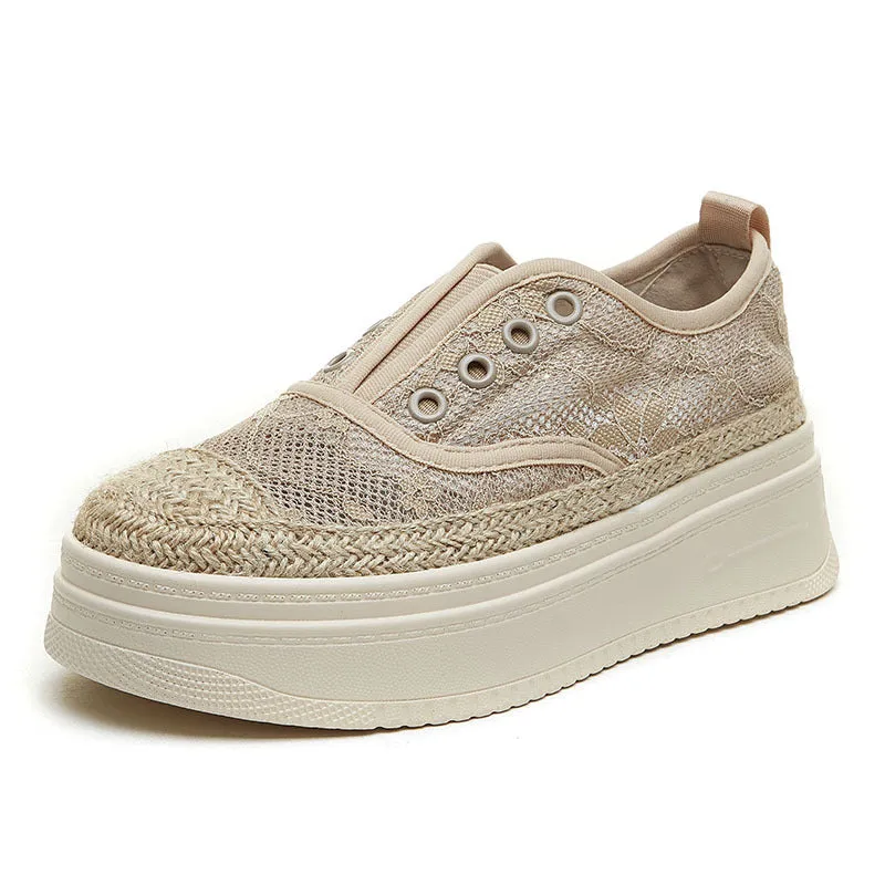 Women's Summer Platform Mesh Surface Lazy Linen Men's Shoes