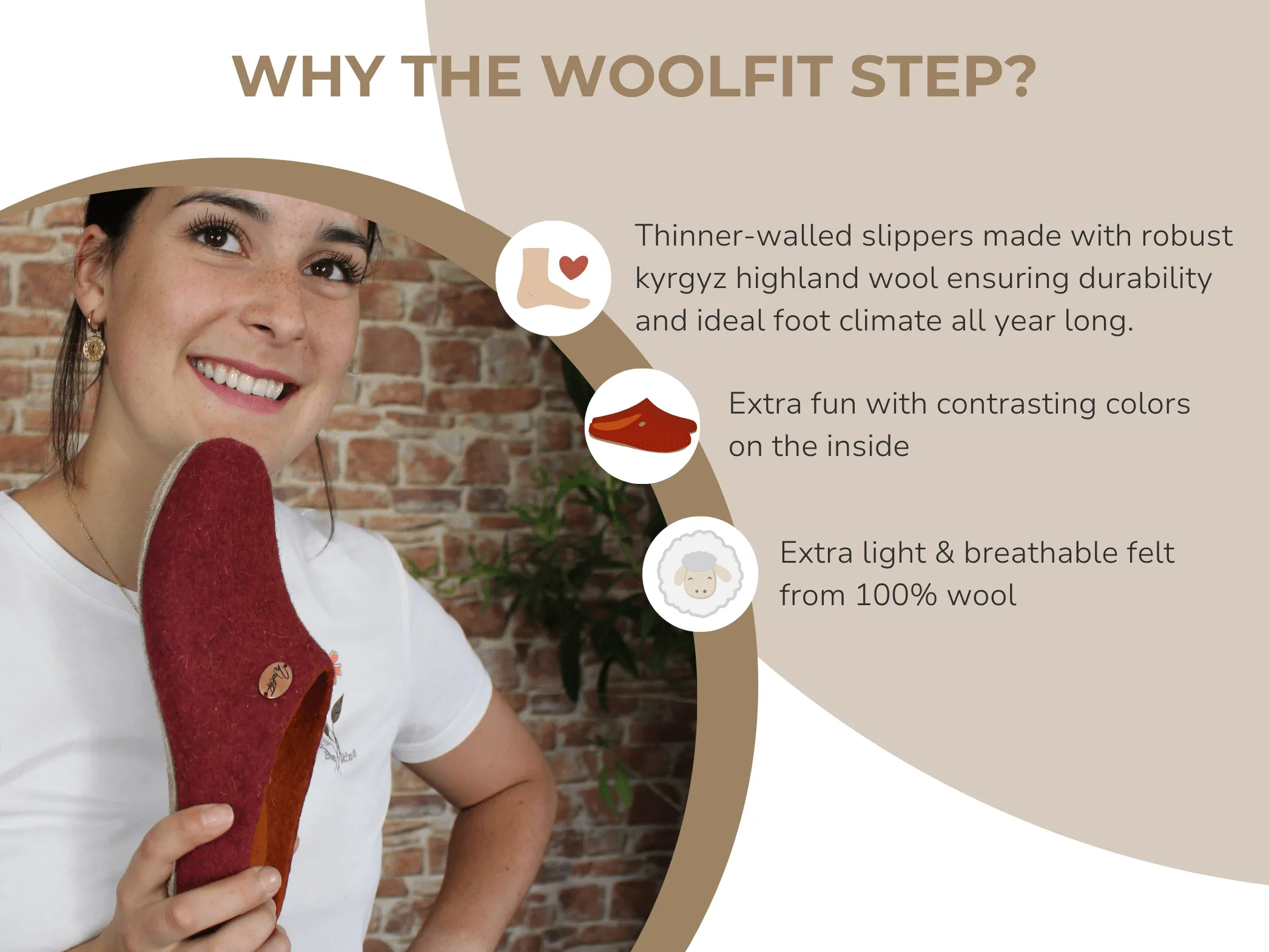 WoolFit Step | Summer Slippers with Insoles & Leather Sole